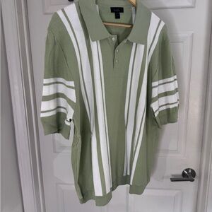 Truth Olive and White Striped S/S Polo Sweater, XL